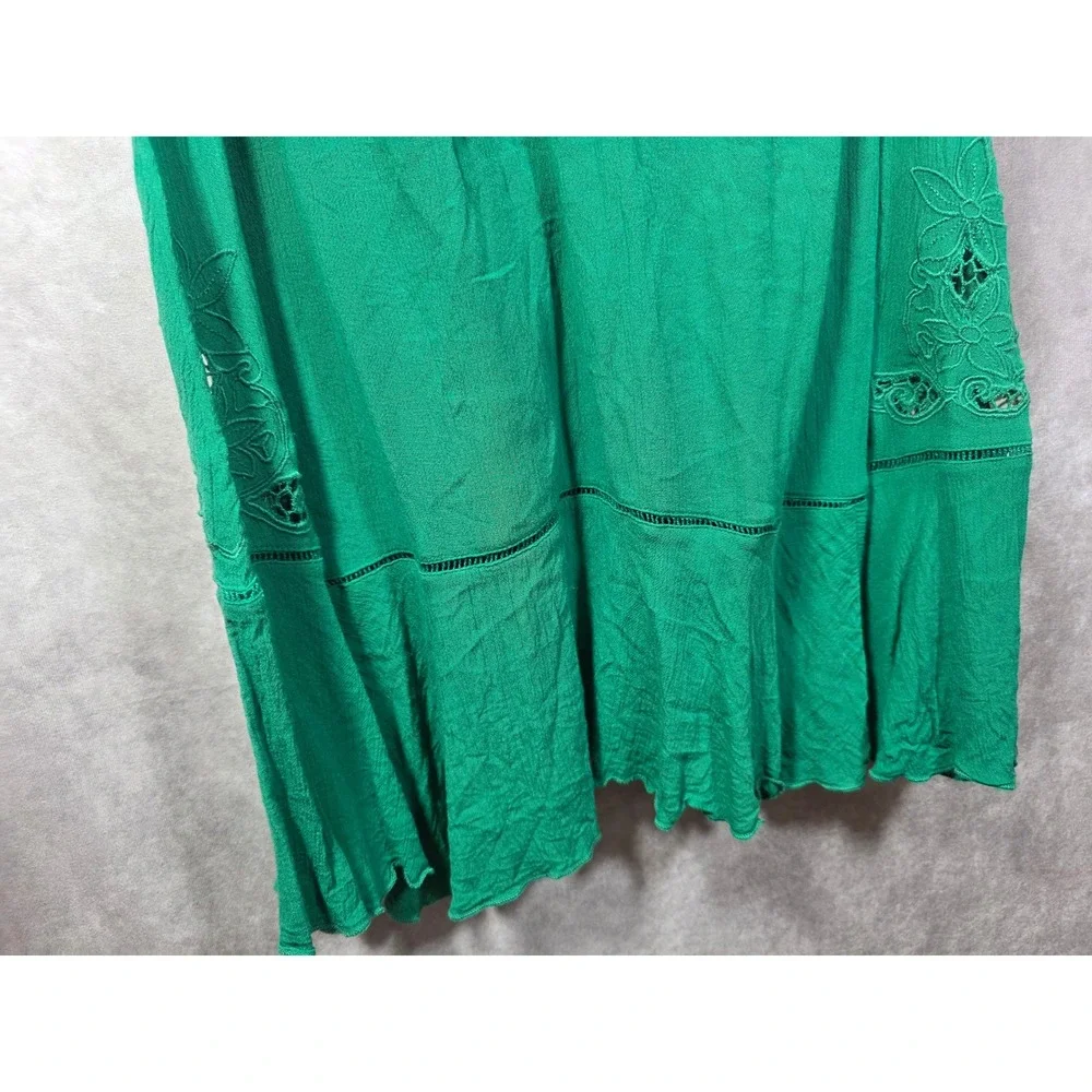 Intimately Free People Green Embroidered Halter Mini Dress Boho Eyelet Small‎